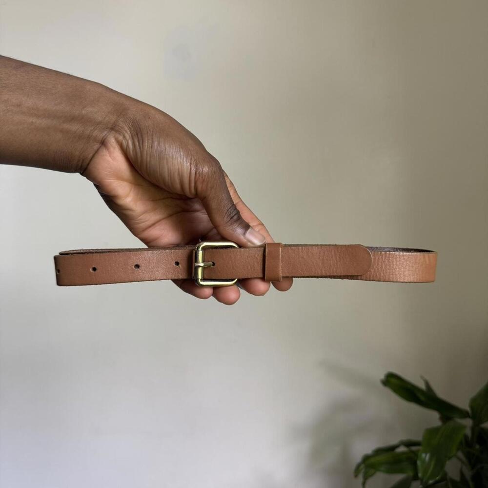 Vintage H&M minimalist tan leather boho grunge mini belt‎ size M